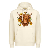 Sandshell sunflowers long haired cow Premium Hoodie - Jasminsmagicworld