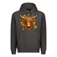 Smoke sunflowers long haired cow Premium Hoodie - Jasminsmagicworld