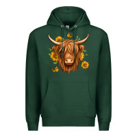 Sports Green sunflowers long haired cow Premium Hoodie - Jasminsmagicworld