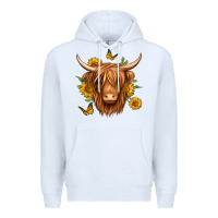 White sunflowers long haired cow Premium Hoodie - Jasminsmagicworld