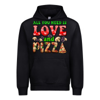Black all you need is love and pizza Urban Hoodie - AdoDesignShop