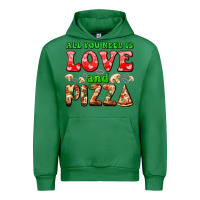 Emerald all you need is love and pizza Urban Hoodie - AdoDesignShop