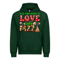 Forest Green all you need is love and pizza Urban Hoodie - AdoDesignShop