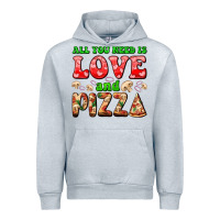 Heather Grey all you need is love and pizza Urban Hoodie - AdoDesignShop