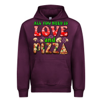 Mauve Wine all you need is love and pizza Urban Hoodie - AdoDesignShop