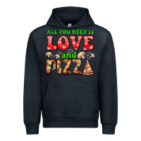 Navy all you need is love and pizza Urban Hoodie - AdoDesignShop