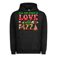 Pigment Black all you need is love and pizza Urban Hoodie - AdoDesignShop