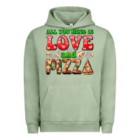 Pigment Oil Green all you need is love and pizza Urban Hoodie - AdoDesignShop