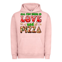 Pigment Salmon all you need is love and pizza Urban Hoodie - AdoDesignShop