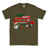 Army Green christmas santa claus with retro van Classic Tee - BundleAndBundleShop