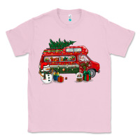 Bubblegum Pink christmas santa claus with retro van Classic Tee - BundleAndBundleShop