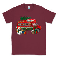Burgundy christmas santa claus with retro van Classic Tee - BundleAndBundleShop