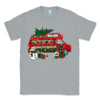 Heather Grey christmas santa claus with retro van Classic Tee - BundleAndBundleShop
