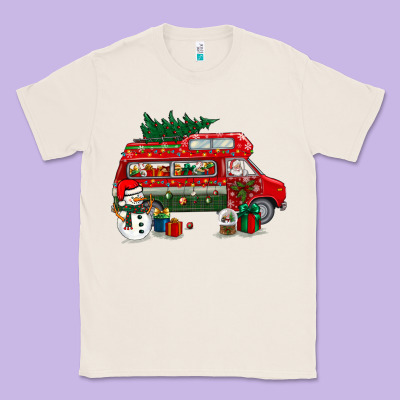 Christmas Santa Claus With Retro Van Classic Tee Designed By Bundleandbundleshop
