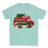Seafoam christmas santa claus with retro van Classic Tee - BundleAndBundleShop