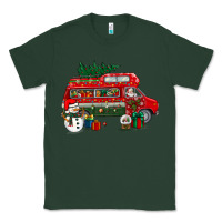 Sports Green christmas santa claus with retro van Classic Tee - BundleAndBundleShop