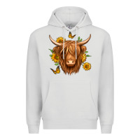 Dove Grey sunflowers long haired cow Premium Hoodie - Jasminsmagicworld