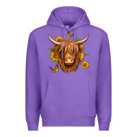 Purple sunflowers long haired cow Premium Hoodie - Jasminsmagicworld