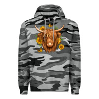 Slate Camo sunflowers long haired cow Premium Hoodie - Jasminsmagicworld