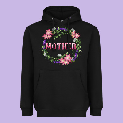Heavyweight Hoodie Mother With Floral Wreath