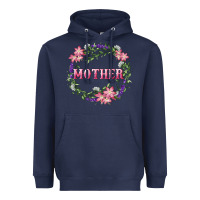 Navy Mother With Floral Wreath Heavyweight Hoodie - RanaPortraitStore