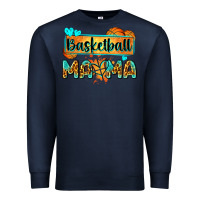 Navy basketball mama with leopard Premium Sweatshirt - Zillion Design Studio