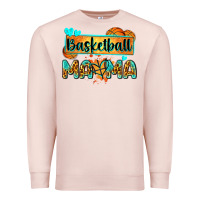 Pale Pink basketball mama with leopard Premium Sweatshirt - Zillion Design Studio