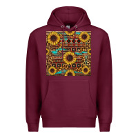Burgundy sunflower and leopard seamless pattern Premium Hoodie - BundleAndBundleShop