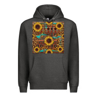 Charcoal Heather sunflower and leopard seamless pattern Premium Hoodie - BundleAndBundleShop