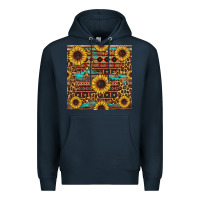 Navy sunflower and leopard seamless pattern Premium Hoodie - BundleAndBundleShop