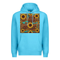 Ocean Blue sunflower and leopard seamless pattern Premium Hoodie - BundleAndBundleShop
