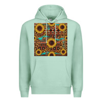 Seafoam sunflower and leopard seamless pattern Premium Hoodie - BundleAndBundleShop