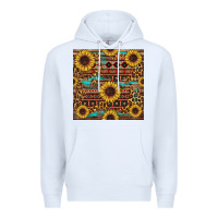 White sunflower and leopard seamless pattern Premium Hoodie - BundleAndBundleShop