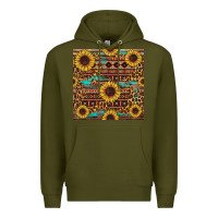 Army Green sunflower and leopard seamless pattern Premium Hoodie - BundleAndBundleShop