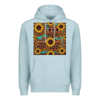 Blue Mist sunflower and leopard seamless pattern Premium Hoodie - BundleAndBundleShop