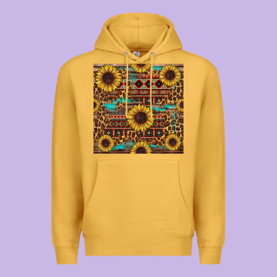 Sunflower And Leopard Seamless Pattern Premium Hoodie Designed By Bundleandbundleshop