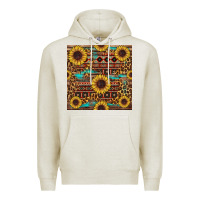 Oatmeal Heather sunflower and leopard seamless pattern Premium Hoodie - BundleAndBundleShop