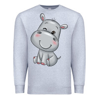 Heather Grey hippo Premium Sweatshirt - texasbilliewilder
