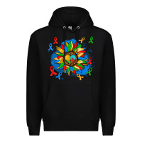 Black autism sunflower ribbon Premium Hoodie - AdoDesignShop