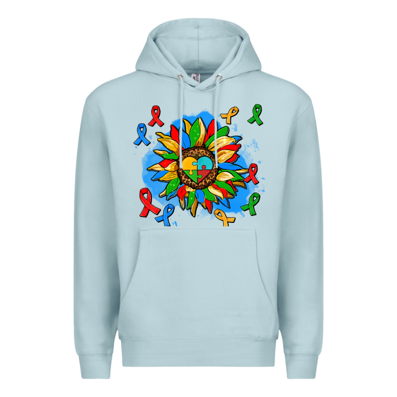 Autism Sunflower Ribbon Premium Hoodie by AdoDesignShop | Teevron