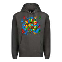 Charcoal Heather autism sunflower ribbon Premium Hoodie - AdoDesignShop