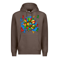 Coffee autism sunflower ribbon Premium Hoodie - AdoDesignShop