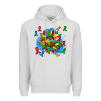 Dove Grey autism sunflower ribbon Premium Hoodie - AdoDesignShop