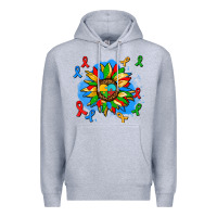 Heather Grey autism sunflower ribbon Premium Hoodie - AdoDesignShop