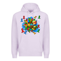 Lilac autism sunflower ribbon Premium Hoodie - AdoDesignShop