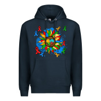 Navy autism sunflower ribbon Premium Hoodie - AdoDesignShop