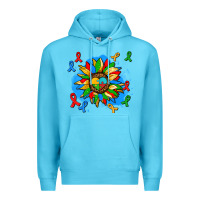 Ocean Blue autism sunflower ribbon Premium Hoodie - AdoDesignShop