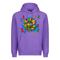 Purple autism sunflower ribbon Premium Hoodie - AdoDesignShop