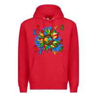 Red autism sunflower ribbon Premium Hoodie - AdoDesignShop