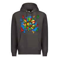 Smoke autism sunflower ribbon Premium Hoodie - AdoDesignShop